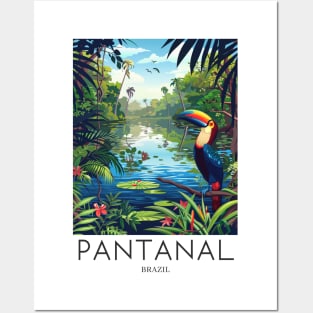 A Pop Art Travel Print of Pantanal - Brazil Posters and Art